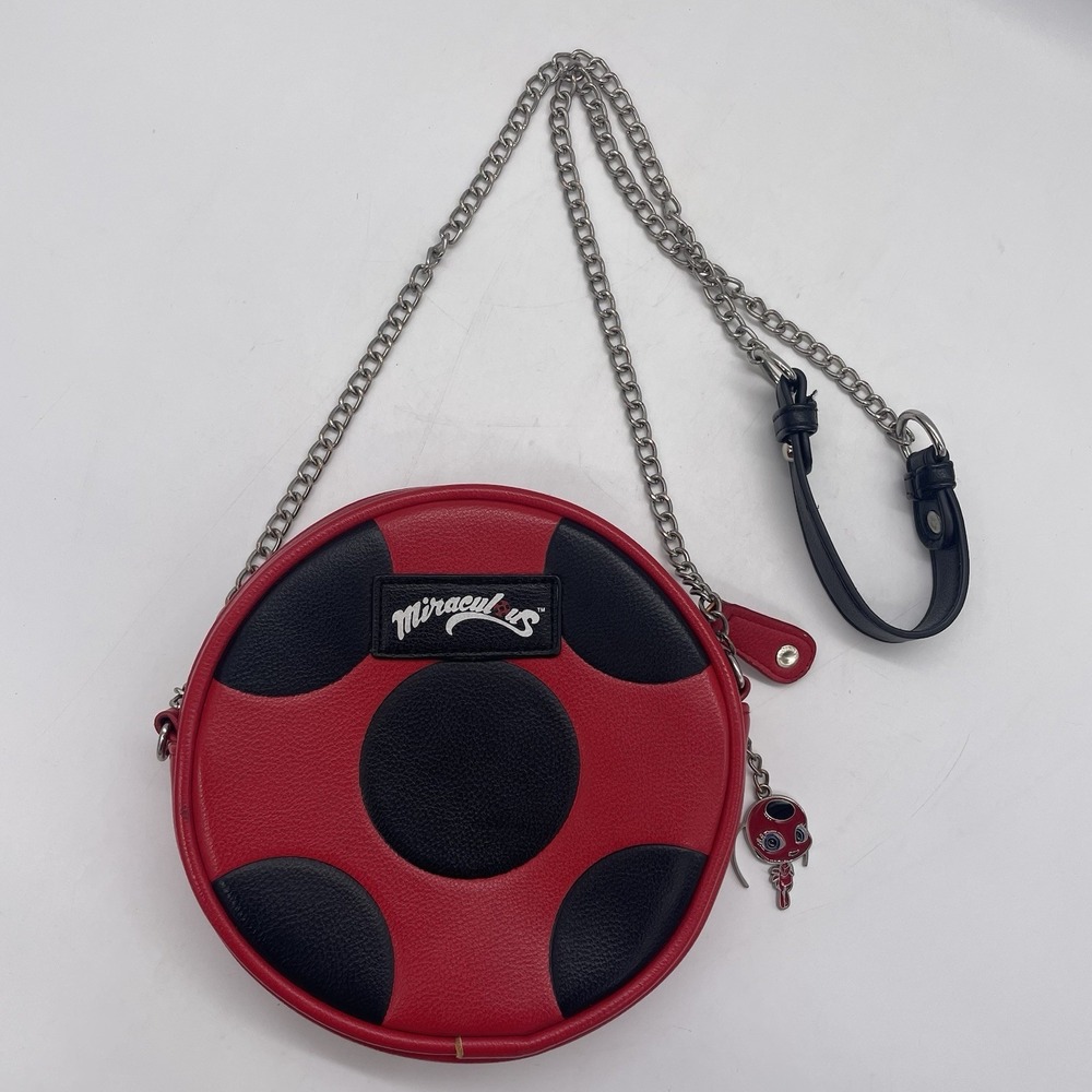 Rare 2017‎ Hot Topic Miraculous Ladybug Crossbody Bag Metal Charm & Strap Purse